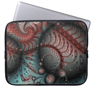 Capa Para Notebook Arte Fractal Abstrata Bolas Marrom Azul