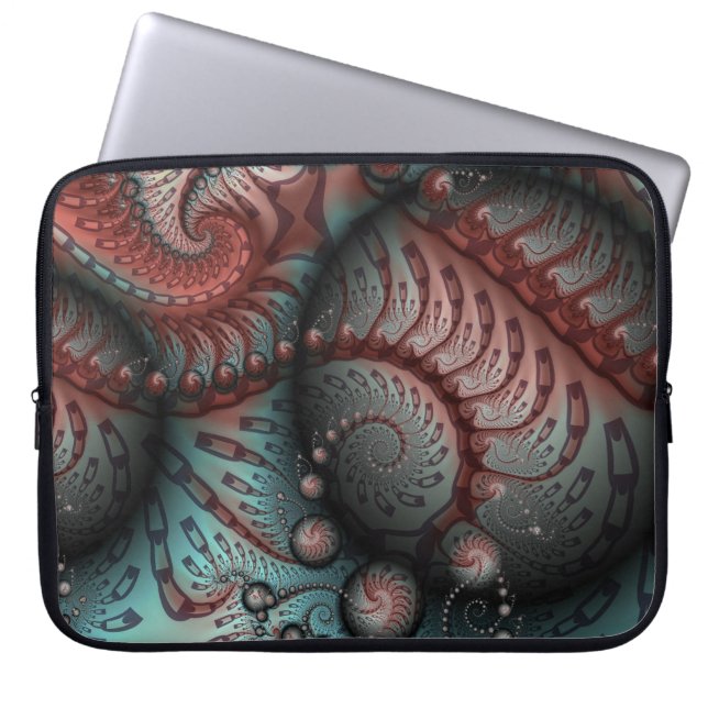 Capa Para Notebook Arte Fractal Abstrata Bolas Marrom Azul (Frente)