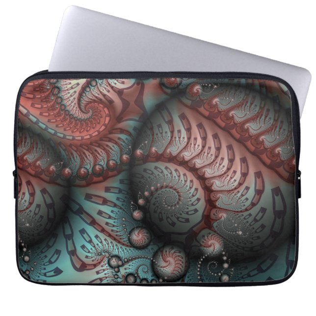 Capa Para Notebook Arte Fractal Abstrata Bolas Marrom Azul (Frente)
