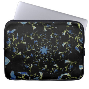 Capa Para Notebook Arte fractal azul e preta