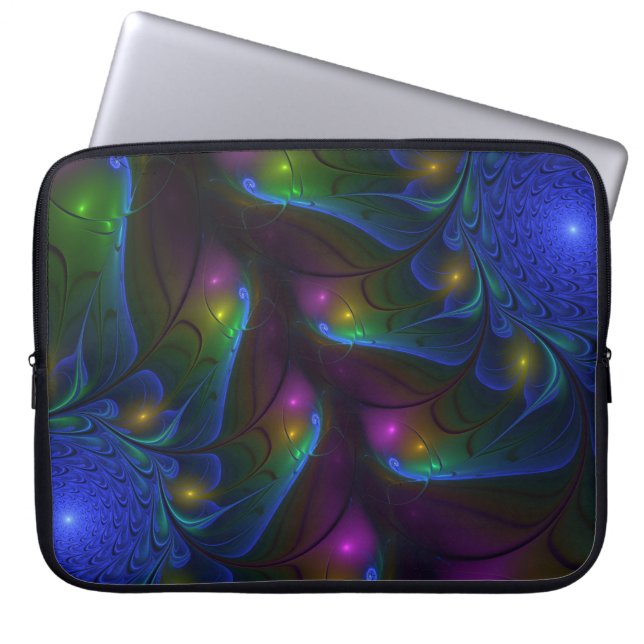 Capa Para Notebook Arte Fractal Colorida Luminosa Abstrato Moderna (Frente)