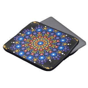 Capa Para Notebook Arte Fractal Floral Dotada Retro Mandala