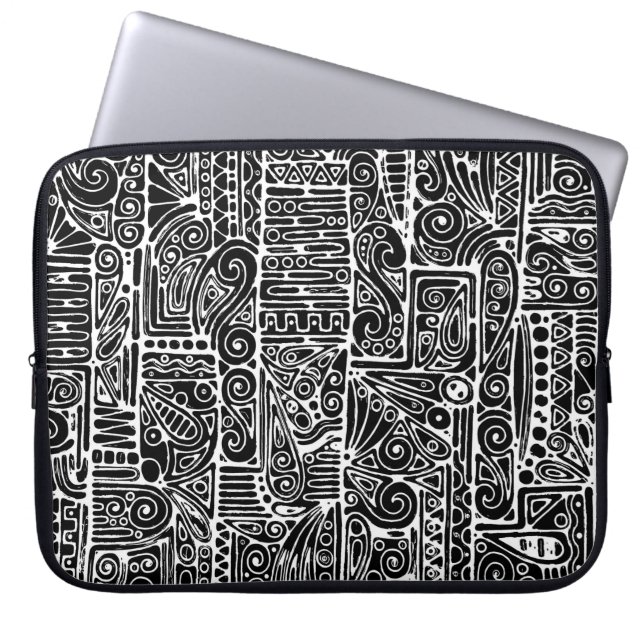 Capa Para Notebook Arte Geométrica Preta E Branca 2 (Frente)