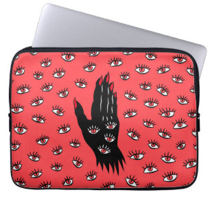 Capa Para Notebook Arte Gótica do Halloween - Olhos Negra Mão Estranh
