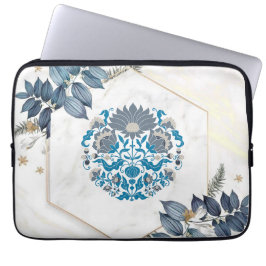 Capa Para Notebook Arte Gráfica Floral, Teal Mandala Frame Floral