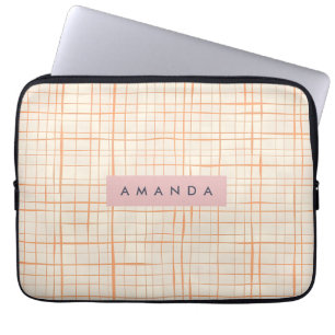 Capa Para Notebook Arte Linear Contemporânea de Pêssego Personalizada