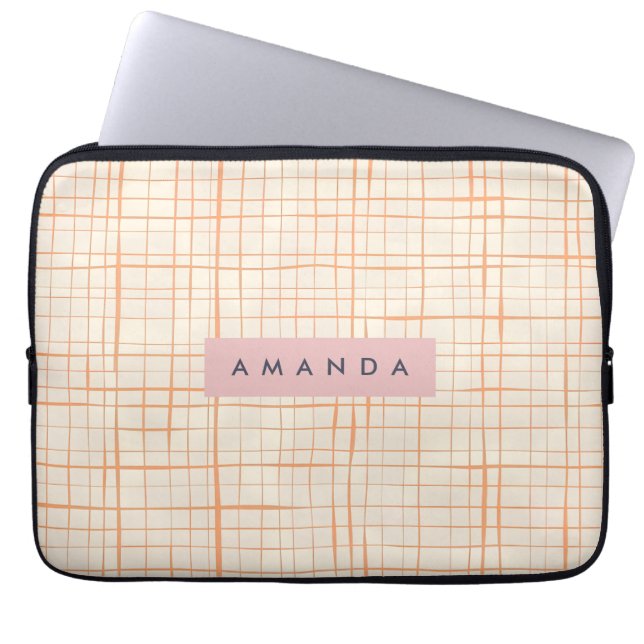 Capa Para Notebook Arte Linear Contemporânea de Pêssego Personalizada (Frente)