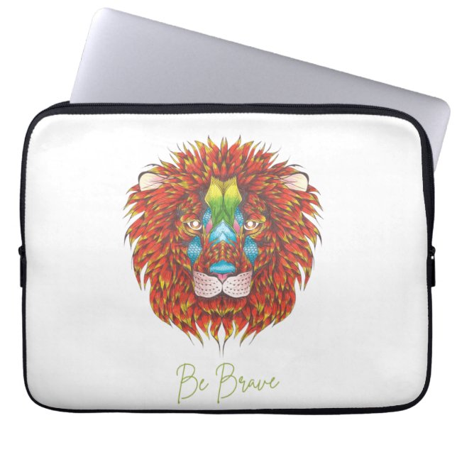 Capa Para Notebook Arte Lion Desenhada À Mão | bolsa de laptop de Neo (Frente)