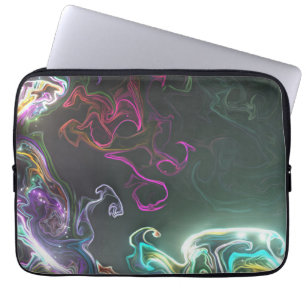 Capa Para Notebook Arte Líquida Abstrata Neon Preta Legal