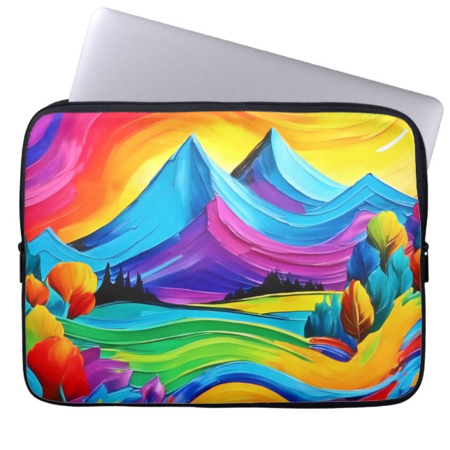 Capa Para Notebook Arte Majestade da Montanha Arco-íris (Frente)