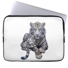 Capa Para Notebook Arte Majestosa do Tigre Branco Joalheiro Real