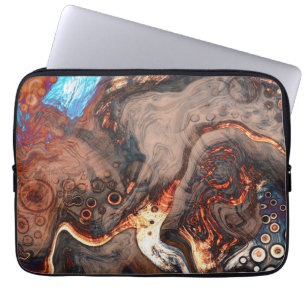 Capa Para Notebook Arte Moderna Castanha, Azul e Laranja