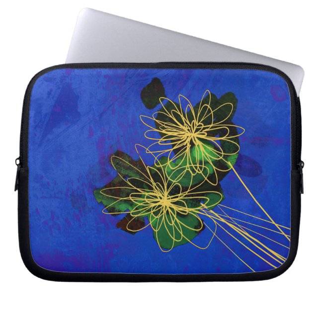 Capa Para Notebook arte natural flores bolsas de laptop azuis (Frente)