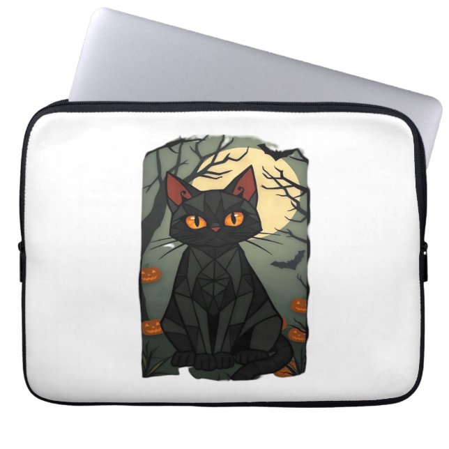 Capa Para Notebook Arte Negra de Halloween mística - Felina mestiça w (Frente)
