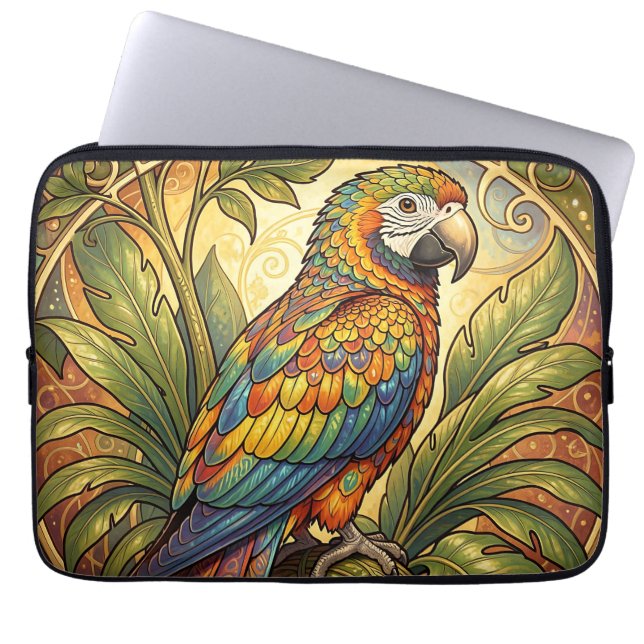 Capa Para Notebook Arte Nova Papagaio Arco-Íris Vibrante (Frente)