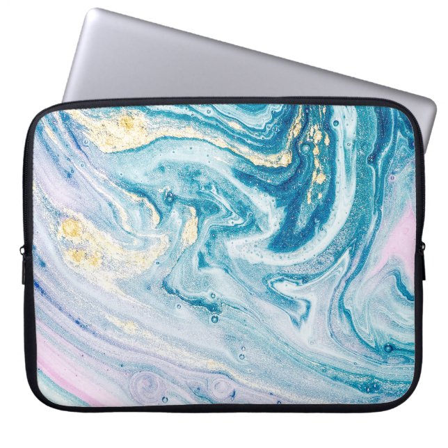 Capa Para Notebook Arte Oceânica: Marble Agate Swirls. (Frente)