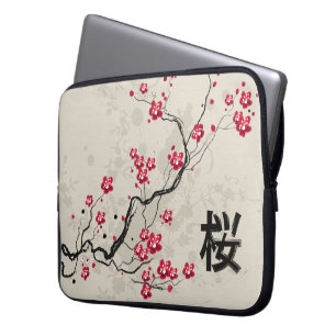 Capa Para Notebook Arte oriental da flor de cerejeira de Sakura do