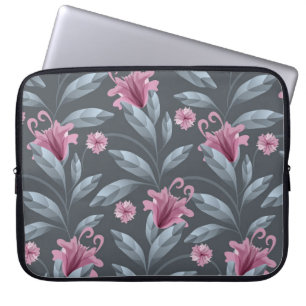 Capa Para Notebook Arte, padrão de colheita floral. Maroon transl
