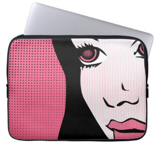 Capa Para Notebook Arte Pop de Quadrinhos Modernos do Rosto de Mulher