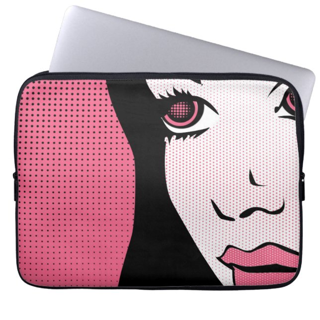 Capa Para Notebook Arte Pop de Quadrinhos Modernos do Rosto de Mulher (Frente)