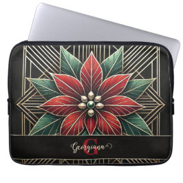 Capa Para Notebook Arte Retro Personalizada Deco Poinsettia