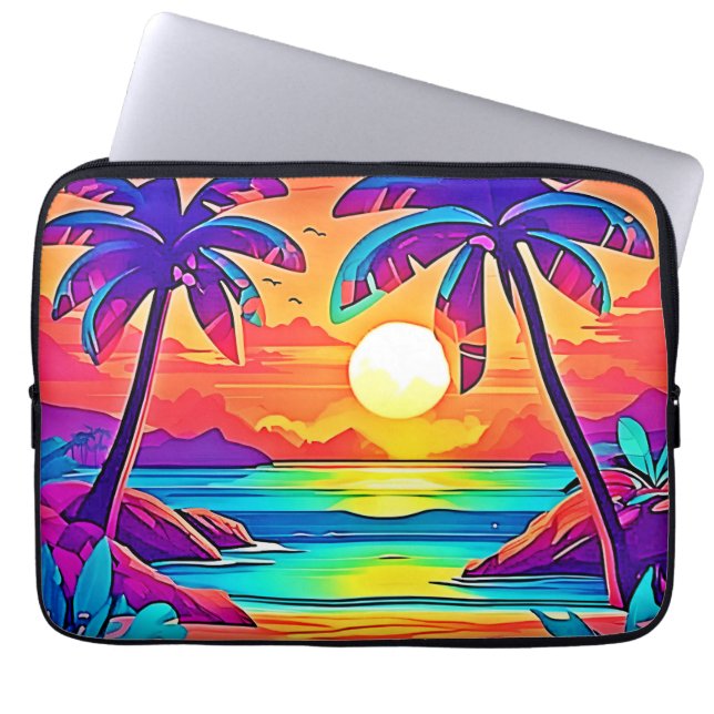 Capa Para Notebook Arte solar tropical vibrante (Frente)