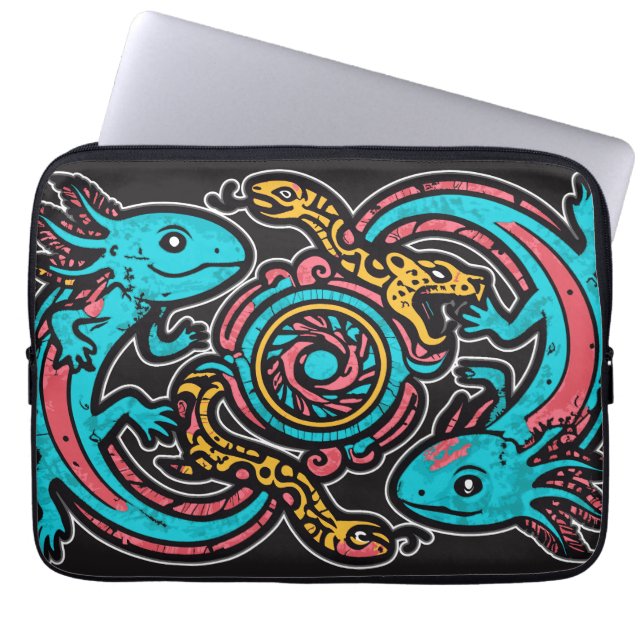 Capa Para Notebook Arte Tribal da Batalha do Deus Asteca Xolotl com J (Frente)