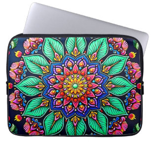Capa Para Notebook Arte Vibrante de Mandala Floral