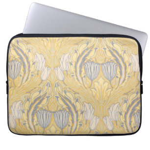 Capa Para Notebook Artes e Ofícios Walter Crane Tulipas Azuis Brancas