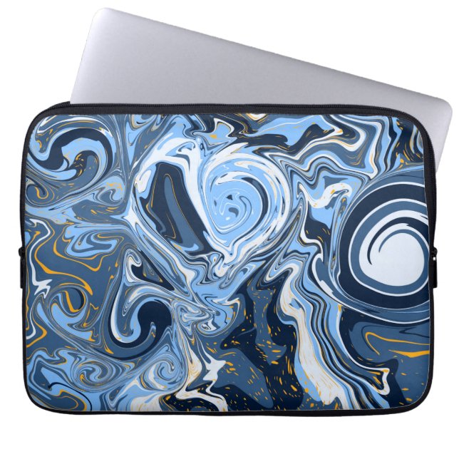 Capa Para Notebook Artes fluidas, brancas e Douradas (Frente)