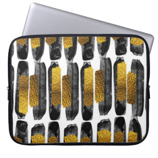 Capa Para Notebook Artista dourado: Abstrato preto e Dourado