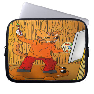Capa Para Notebook Artista Painter Cat