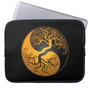 Capa Para Notebook Árvore amarela e preta de Yin Yang