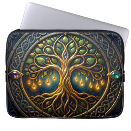Capa Para Notebook Árvore Celestial de Luz Árvore Celta de Ouro da Vi