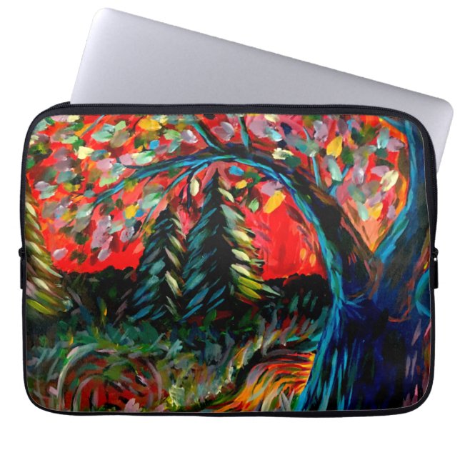 Capa Para Notebook Árvore Colorida E Pintura Fluvial (Frente)