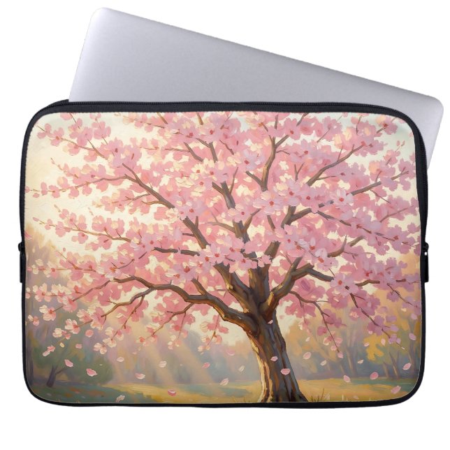 Capa Para Notebook Árvore de Cerejeira em Flor na Primavera (Frente)
