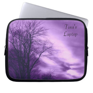 Capa Para Notebook Árvore de inverno e céu em Bolsa de laptop roxa