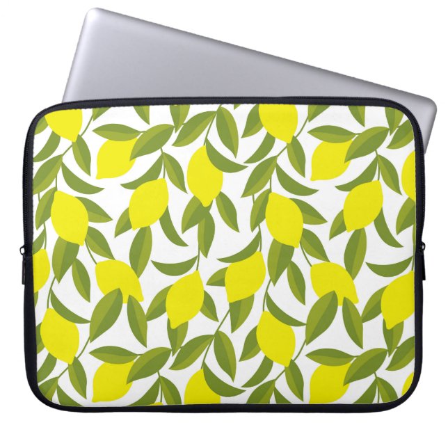 Capa Para Notebook Árvore de Limão: Padrão Amarelo de Citros Sem Cost (Frente)