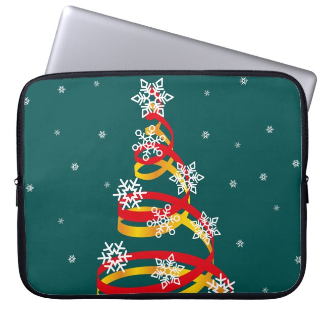 Capa Para Notebook Árvore de Natal com Fita de Flocos de Neve Minimal (Frente)