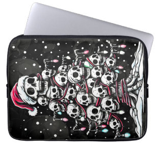 Capa Para Notebook Árvore de Natal de Caveira Pijama Esqueleto Chapéu