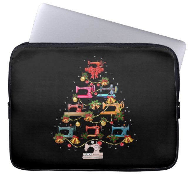 Capa Para Notebook Árvore de Natal de Máquinas de Costura (Frente)