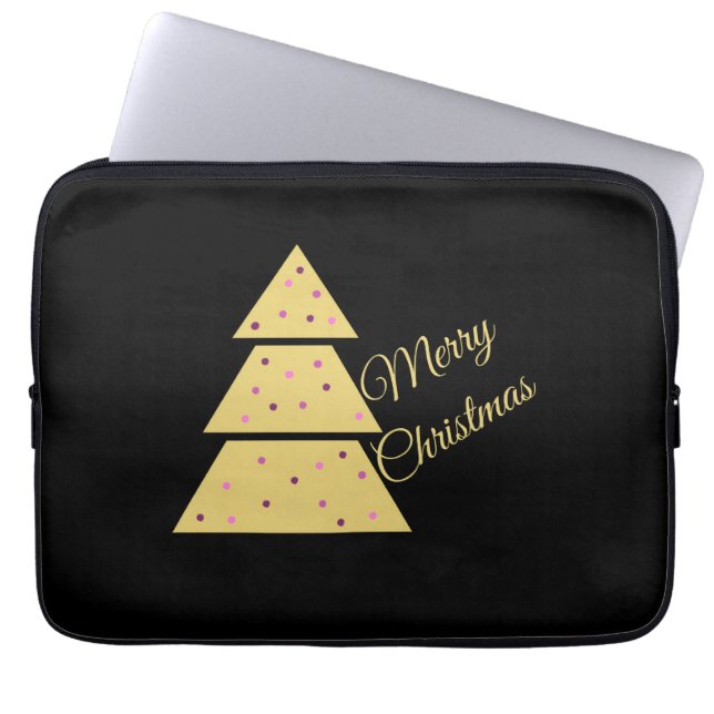 Capa Para Notebook Árvore de Natal Dourada (Frente)
