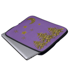 Capa Para Notebook Árvore de Natal Sparkly, lua, estrelas