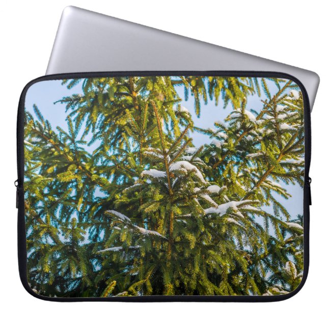 Capa Para Notebook Árvore De Natal Verde Na Neve (Frente)