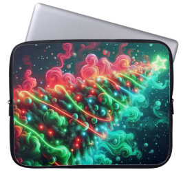 Capa Para Notebook Árvore de Natal Vermelha e Verde em uma Bolsa de E