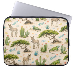 Capa Para Notebook Árvore divi de Aruba, burro, iguana, cacto