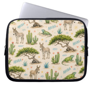 Capa Para Notebook Árvore divi de Aruba, burro, iguana, cacto