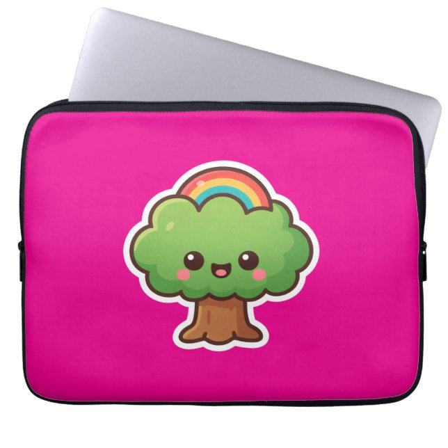 Capa Para Notebook Árvore Kawaii Amigável (Frente)