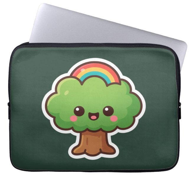 Capa Para Notebook Árvore Kawaii Amigável (Frente)