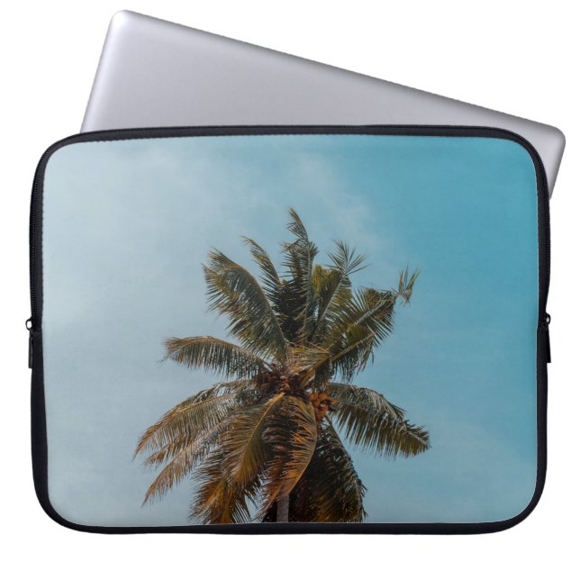 Capa Para Notebook Árvore verde de coco sob céu azul (Frente)